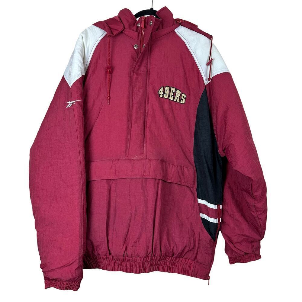 Vintage Reebok SF 49ers Retro Puffer Jacket Insulated Big Logo NFL Red M